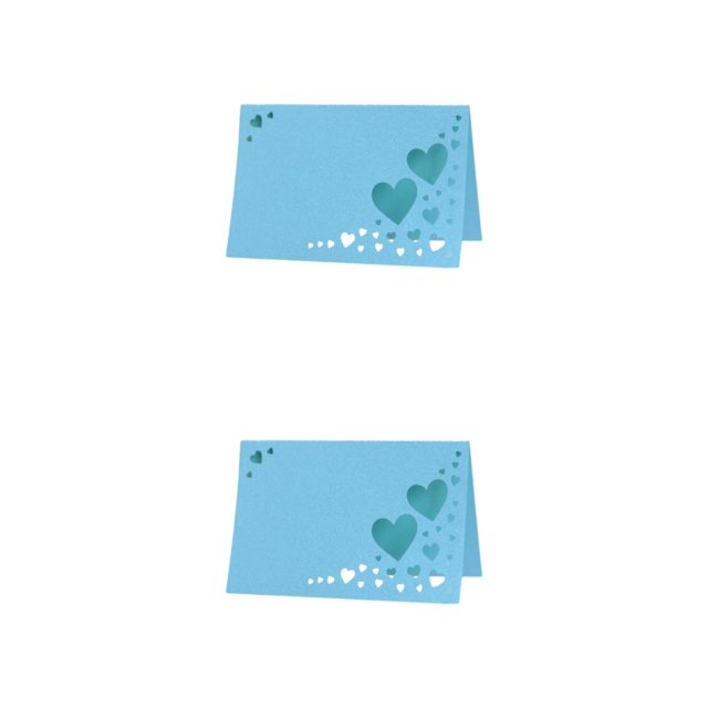 Redempat 1/2/3/5 50pcs Add Touch Of Sophistication With Heart Hollow Table Namecards Empty blue 2PCS