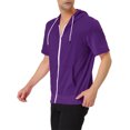 thumbnail image 4 of INSPIRE CHIC Men's Short Sleeve Hoodies Solid Color Zip Up Jackets with Hood S Purple, 4 of 7