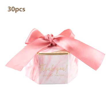 30 Pcs Candy Box Paper Gift Boxes Wedding Party Favors Ribbon (Pink) Candy Box