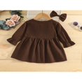thumbnail image 3 of Tenues d'Automne 2 Pcs pour Filles Tout-Petits Robe Mignonne à Manches Longues Col en V avec Nœud pour Cheveux, 3 of 7