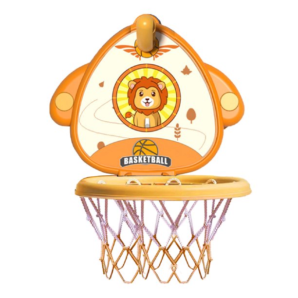 Mini Panier De Basket Mural Pour Enfants – Lion Cartoon – Hauteur Ajustable – Avec Ballon, Pompe Et Détecteur De Mouvements