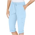 thumbnail image 1 of Yanlir Pantalon de Travail Mode pour Femme à Multiples Poches, Léger, Randonnée, Jogging, Plein Air, Pantalon de Rue pour Voyage, Sports et Actif (Bleu Pâle, TG), 1 of 5