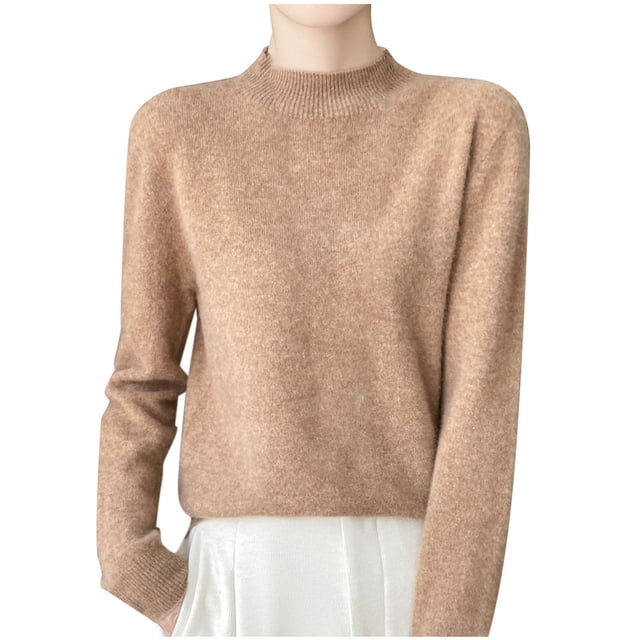 Cameland Tricot Mode Femme Décontracté Col Semi-Haut Couleur Unie Base Ample
