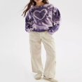 thumbnail image 2 of Chandail à Col Rond Imprimé Cœur Teinture sur Nœuds Manches Longues Printemps pour Femmes, 2 of 6