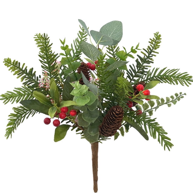 Cueillette de Feuilles Artificielles Verdure Réaliste Fausse Tige Branche de Fausses Feuilles pour Noël