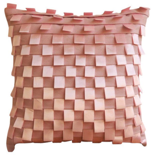 Housse de Coussin de Chaise, Housses de Coussin Décoratives Roses 16x16 Pouces (40x40 cm), Housses de Coussin en Suède à Fermeture Éclair, Rayé, Plis Nervurés, Texturé, Rayé, Ruban, Moderne - Doux Rêves Roses
