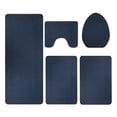 thumbnail image 1 of Maplenight 5-Pieces Large Bathroom Rug Set with Toilet Cover - Soft Velvet Fleece, Non-Slip, Water Absorbent, Washable, Modern Style Blue, 1 of 7