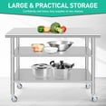 thumbnail image 4 of EDTara Stainless Steel Work Table with Wheels, Heavy Duty Kitchen Prep Workbench, NSF Commercial Table with Adjustable Undershelf for Hotel & Garage, 4 of 9
