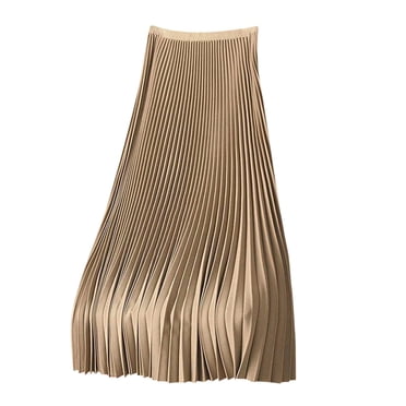 jovati Longues Jupes Fluides pour Femmes Jupe Plissée en Satin Uni pour Femmes Grande Jupe Polyvalente Longues Jupes en Jean pour Femmes Longues Jupes Plissées pour Femmes
