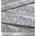 thumbnail image 3 of Soimoi Polyester Crepe Fabric Stripe,Leaves & Hen Block Printed Fabric 1 Yard 52 Inch Wide, 3 of 3
