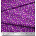 thumbnail image 3 of Soimoi Tissu Poly Georgette Violet Feuilles & Azalée Imprimés Floraux au Mètre 52 Pouces de Large, 3 of 3