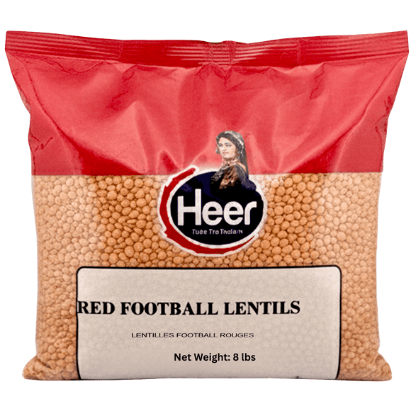 Heer Red Football Lentils, 8 lbs, Whole Masoor Dal, Product of Canada