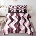 thumbnail image 1 of Erosebridal Ensembles de Literie Géométriques Mode Format Double, Ensembles de Douillette Noir Rose avec Draps, Ensemble de Draps de Lit Réversible à Rayures Abstraites, Super Douillet Décoratif pour Chambre, 7 Pcs, 1 of 6