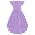 thumbnail image 4 of Robe Fille Enfants Enfant Filles Été Manches Charleston Asymétrique Robe Formelle Jupe Volantée Couleur Unie Robe Évasée Robes Bébé Violet 7 Ans-8 Ans, 4 of 4