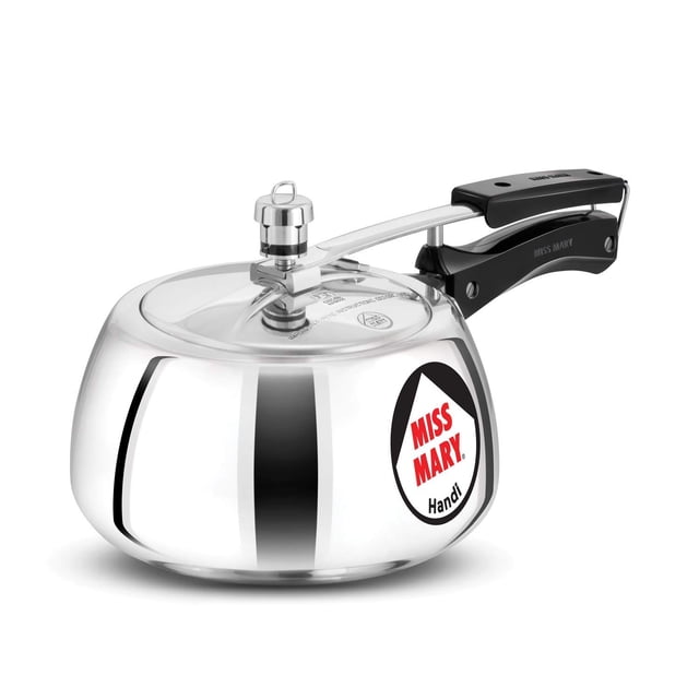 Miss Mary Aluminium Handi Pressure Cooker, Inner Lid Cooker 3 Liters, Silver (MMH30) | For 3 Or 4 Persons
