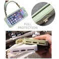 thumbnail image 3 of Wallet Case Compatible with iPhone, Pretty Luxury Bag Design, Purse Flip Card Pouch Cover Soft Silicone Case with Hand Holder Long Shoulder Strap(Light Green,iPhone 12), 3 of 5