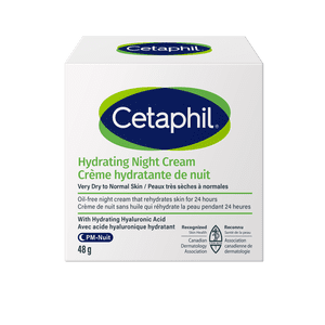 Cetaphil Hydrating Night Cream | Made with Hyaluronic Acid Extract | 24Hr Intense Hydration | For Dry and Sensitive Skin | Fragrance-Free