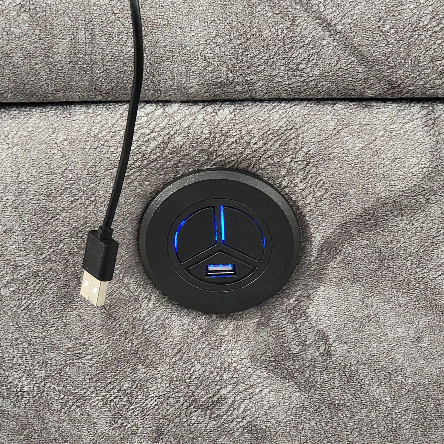 Canapé 2 places moderne K-Living avec fonction relax électrique et ports USB intégrés – Gris – Pour salon