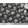 thumbnail image 2 of Soimoi Tissu en Viscose Chiffon Feuilles, & Imprimés Floraux Roses au Mètre 42 Pouces de Large, 2 of 3
