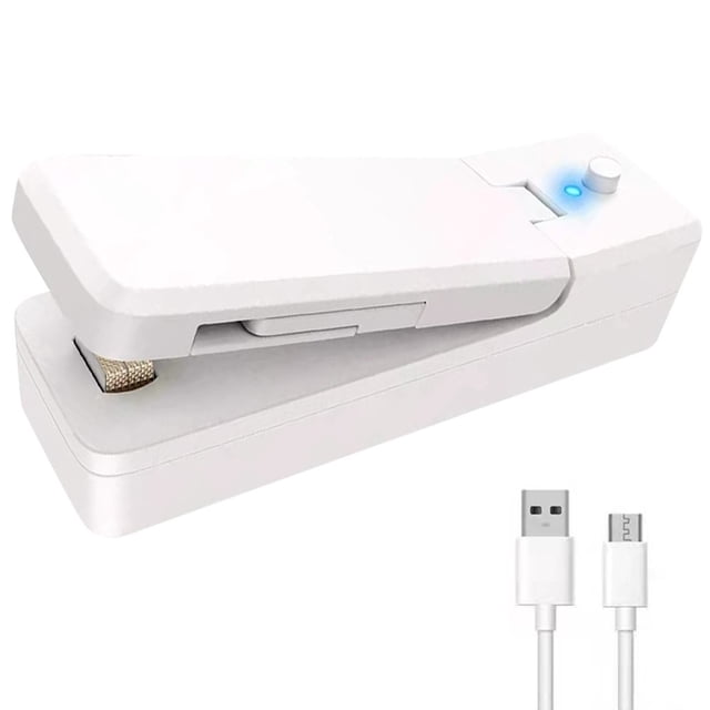 Portable Heat Sealer Rechargeable Food Snack Storage Bag Sealing (White)