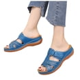 thumbnail image 1 of Womens Orthopedic Slippers Walking Slip on Sandals Comfortable Leather Wide Open Toe Platform Wedge Slides, 1 of 7
