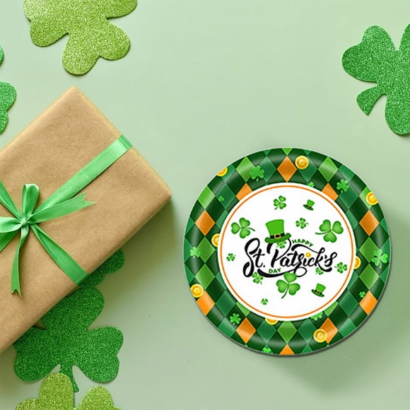 Yhmxh St Patricks Day Decorations St. Patrick's Day Party Theme Tableware Set Disposable Decorative Tableware Paper Set St Patricks Day Accessories St Patricks Day Ornaments