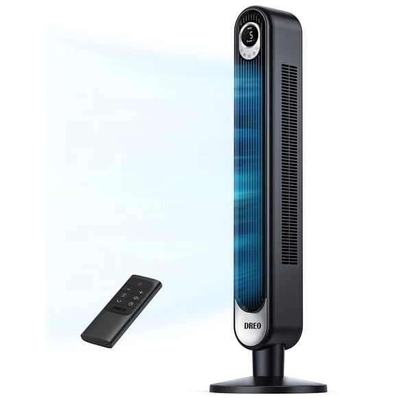 Dreo Ventilateur Tour 42 Pouces, Ventilateur Sans Pales Oscillant Silencieux Cruiser Pro T1 avec Télécommande, 6 Vitesses, 4 Modes, Écran LED, Minuterie 12 H, Ventilateur sur Pied Noir Puissant pour Intérieur Maison Chambre Bureau Pièce