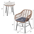 thumbnail image 2 of Gymax 3PCS Rattan Patio Conversation Set Bistro Chat Set w/ Gray Cushion, 2 of 10