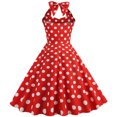 thumbnail image 4 of Pompotops Mode Été Femmes Rétro Vague Dos Nu Sans Manches Ceinture Aguichant Robe Mini, 4 of 4