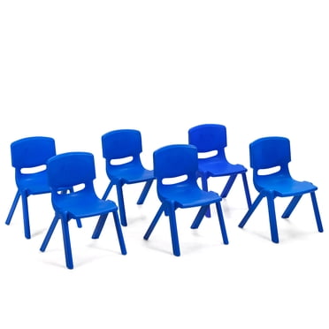 Patiojoy Chaise pour Enfants en Plastique Moderne Empilable, 6 Pcs, Bleue, Chaises d'Apprentissage