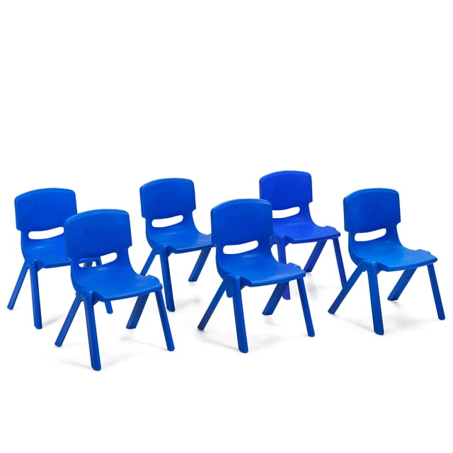 Patiojoy Chaise pour Enfants en Plastique Moderne Empilable, 6 Pcs, Bleue, Chaises d'Apprentissage
