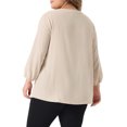thumbnail image 3 of GRACE & GRANDEUR Women's Plus Size Round Neck Tie Front Ruffle Chiffon Work Blouses 2X Apricot, 3 of 6