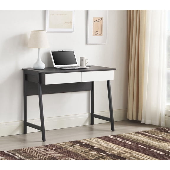 Bureau d'ordinateur Mainstays à 2 tiroirs avec chargeur USB – Pour adolescents et adultes, table d'étude/écriture de 39,4 pouces, finition espresso