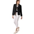 thumbnail image 3 of INSPIRE CHIC Women's Winter Worsted Notched Lapel Double Breasted Short Peacoat, 3 of 7