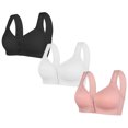 thumbnail image 1 of LOVZFMLL 3 Pack Plus Size Bras for Women Solid Color Comfort Soft Push Up Bra No Underwire Full Coverage Front Closure Everyday Bralettes O 4XL, 1 of 2