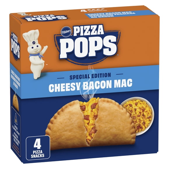 Pillsbury Pizza Pops, Special Edition Cheesy Bacon Mac Flavour, Frozen Pizza Snacks, 380 G, 4ct, Contains: Wheat, Milk., 380.000g