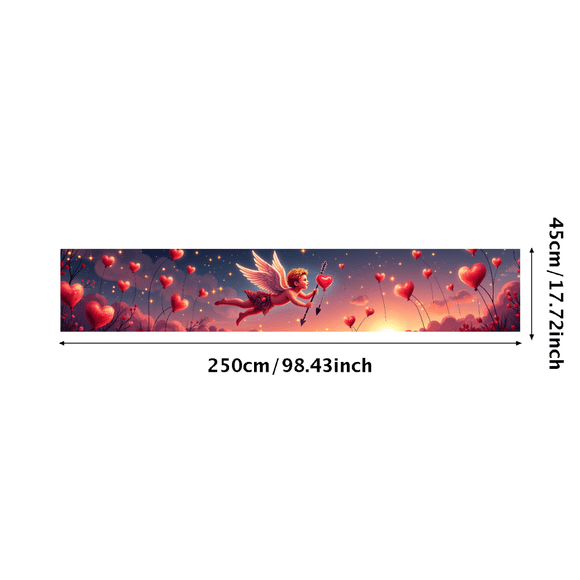 Valentine's Event Cupid Backdrop Banner Romantic Decoration Heart Arrow Background Love Celebration Romantic Party Photography Cover Wedding Decor
