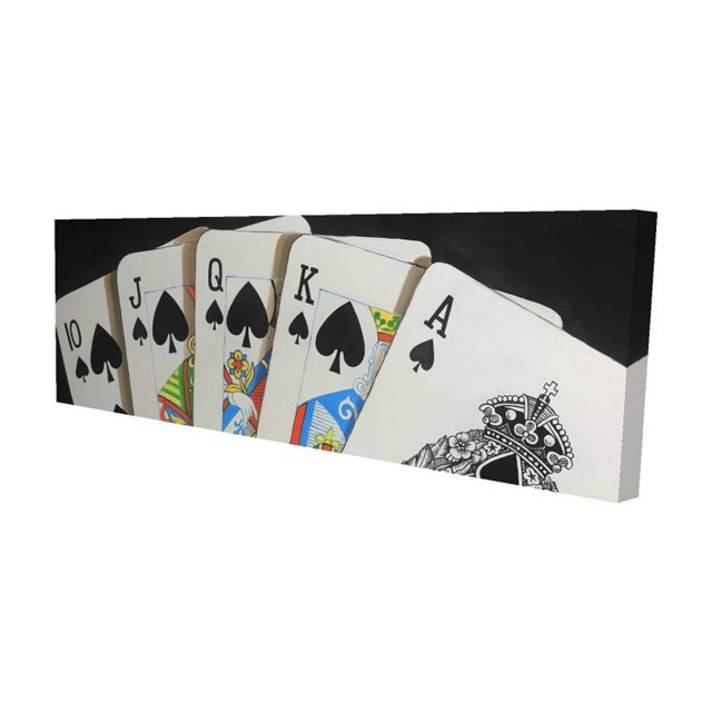 Jeu de Cartes Pique royal flush Gros Plan - Toile 16"x48 Pouces - Impression sur Demande