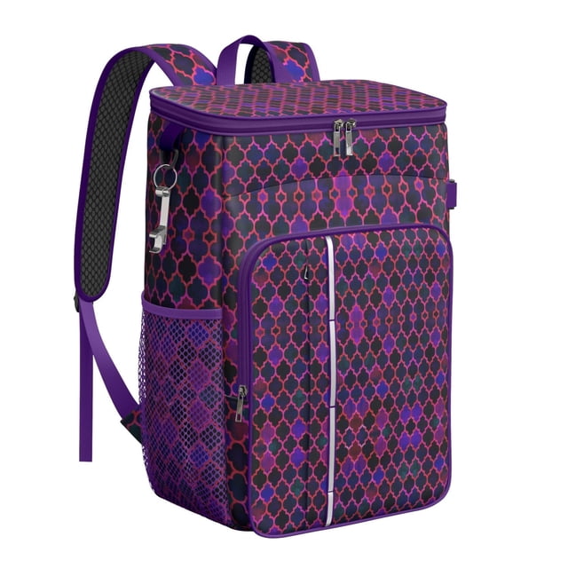 Abstract Geometric Insulated Backpack Cooler 20L - Leakproof Picnic & Beach Cooler Bag - Pop Art Design with High-Capacity Storage