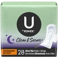 thumbnail image 1 of U by Kotex Clean & Secure Serviettes Ultraminces de Nuit avec Ailes, 1 of 9