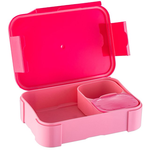 BUYISI Boîte d'Unch Étanche avec 4 Compartiments et Ensemble de Couverts pour Enfants et Adultes Rouge
