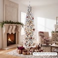 thumbnail image 3 of Costway 7.5 FT Pre-Lit Flocked Pencil Christmas Tree Hinged White, 3 of 11
