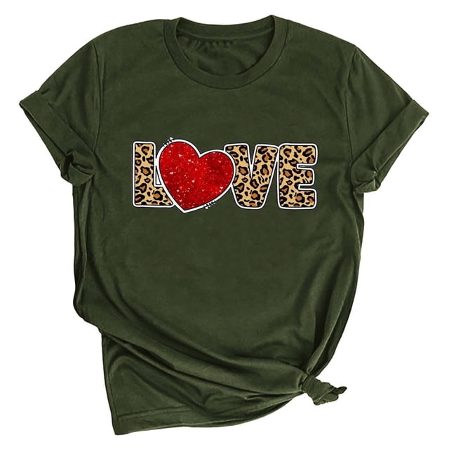 Pisexur T-shirt de la Saint-Valentin Haut Femme Imprimé Manches Courtes Haut Manches Courtes Col Rond Haut Chemise