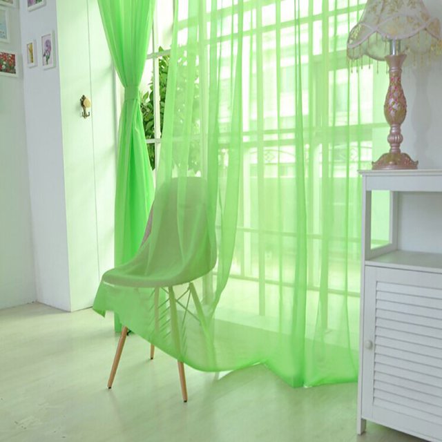 Sheer Curtain Door Window Curtains 1 Pcs Pure Color Tulle Door Window Curtain Drape Panel Sheer Scarf Valances