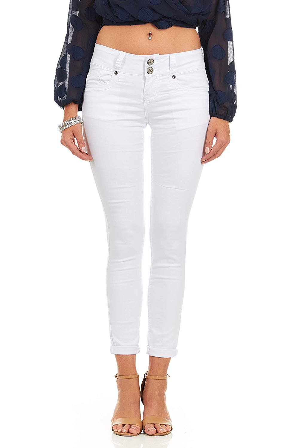Cover Girl Skinny Jeans for Women Mid Rise 4 Colors Available Plus Size 24W Dark Wash (31" Inseam)