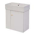 thumbnail image 2 of Homy Casa Modern 21.6 Inch Wall-Mounted Bathroom Vanity Cabinet with Ceramic Basin - Left Storage, White, 2 of 6