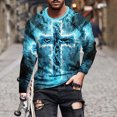 thumbnail image 1 of Meichang T-Shirt à Manches Longues pour Homme en Coton, T-Shirts Graphiques Vintage pour Hommes avec Imprimé Croix de Foi Chrétienne, T-Shirts Amusants à Col Rond, Chandails à Manches Longues pour Homme, 1 of 5