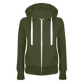 thumbnail image 2 of TIMIFIS Chandail à Capuchon à Manches Longues pour Femmes, Veste de Survêtement Zippée avec Poches - Vert Armée - Lfall, 2 of 3
