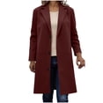 thumbnail image 1 of WRKEKC Coats for Women Long Sleeve Solid Color Button Multi Pocket Wool Blend Long Jacket Top for Daily Appeal and Functional Design, 1 of 6