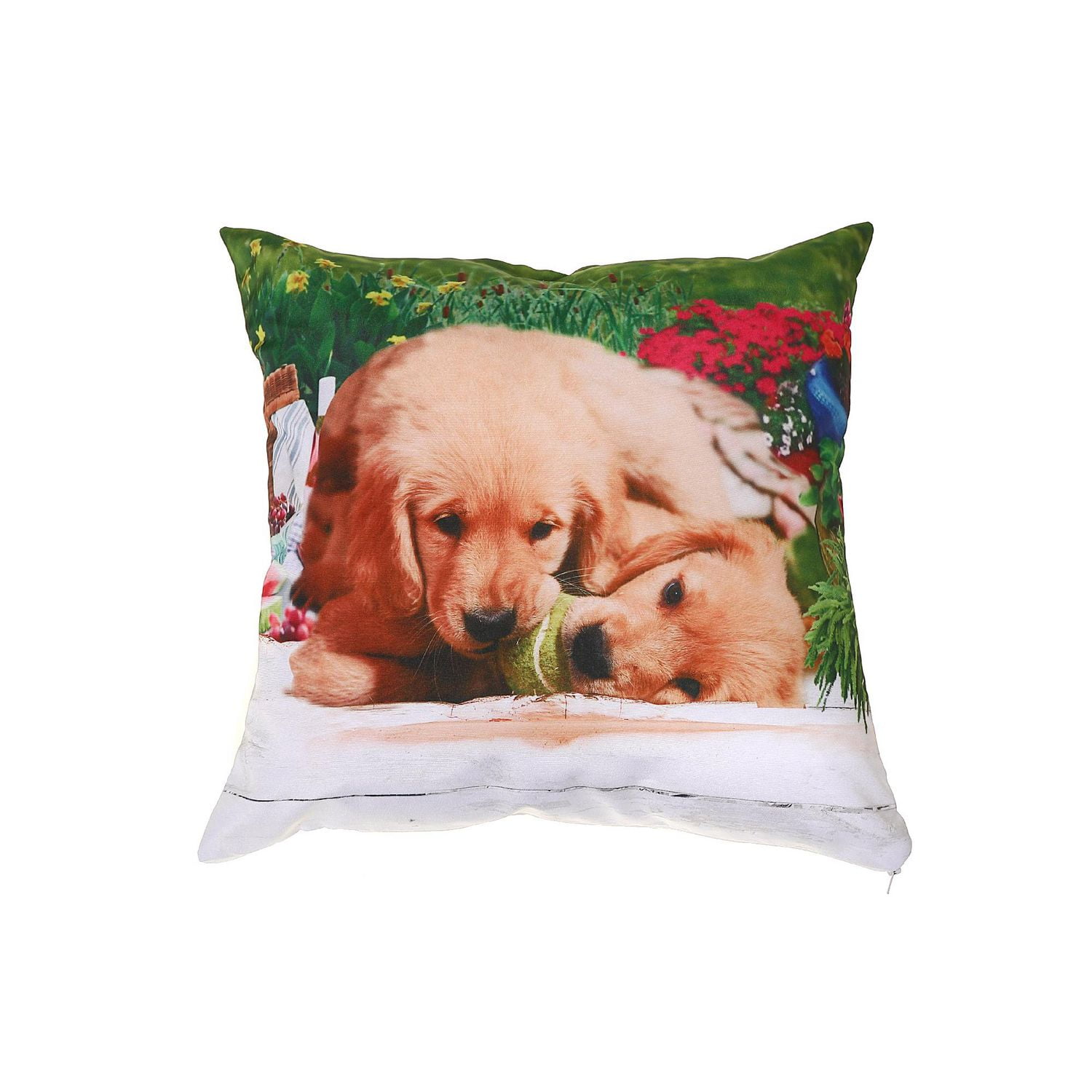 Coussin D'Impression Numérique En Polyester (Ballon À Mâcher Des Chiens) (18 X 18) - Ensemble De 2